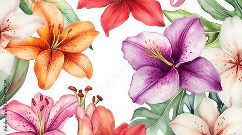 Vibrant floral arrangement featuring diverse lilies in various colors and shades.
