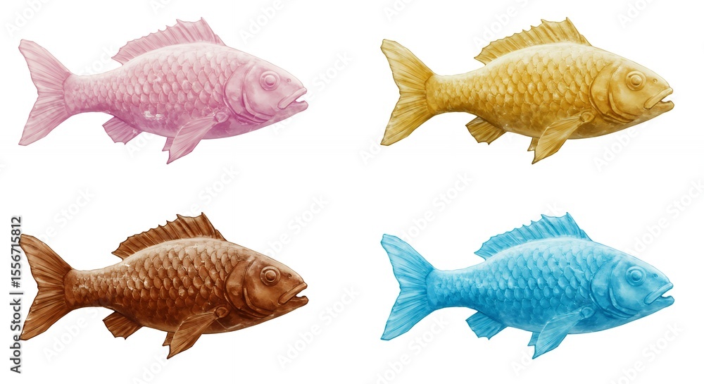 Colorful fish illustration set Colorful fish illustration set