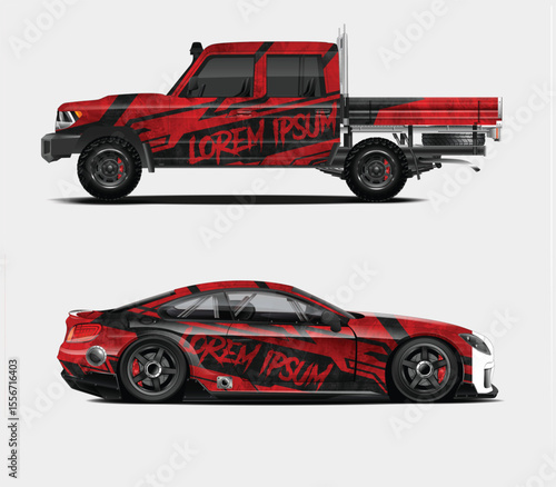 Red and Black Car and Truck Wrap Designs