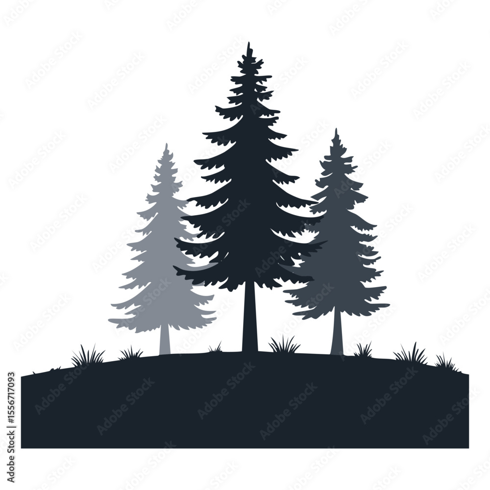 Obraz premium Tree Cluster in Forest Silhouette Icon 