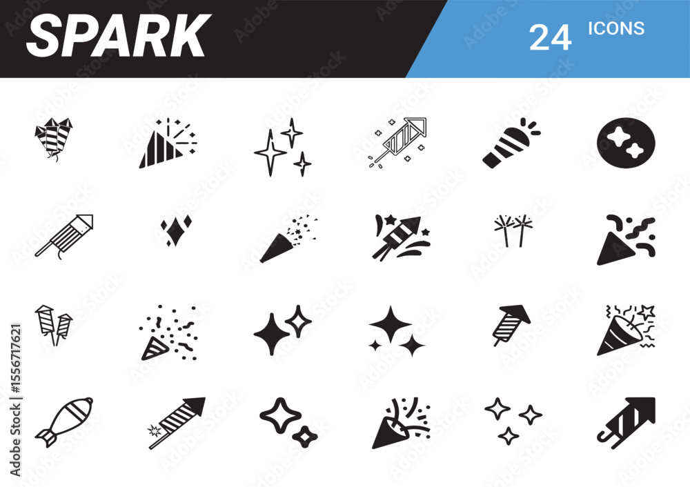 Naklejka premium Spark Icons Set: Collection of spark related icons for your website design.