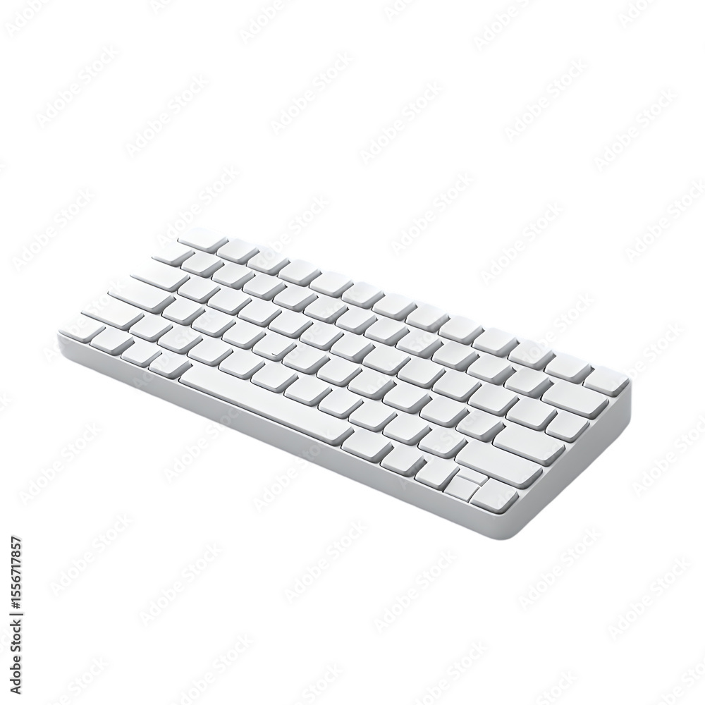 White keyboard with keys displayed. White keyboard with keys displayed.