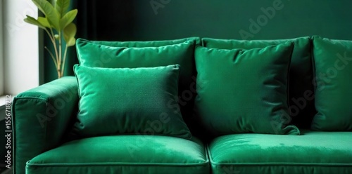 Emerald Green Velvet Cushion Luxurious Plush Texture for Sophisticated Home Decor, Perfect for Sofas, Armchairs, and Beds, Adding a Touch of Elegance to Any Interior