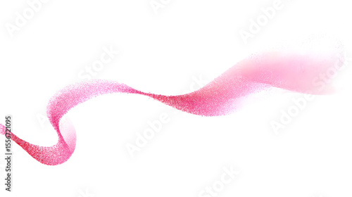 Abstract flowing pink ribbon element with a glittery texture on a transparent background provides a modern and elegant aesthetic, silhouette