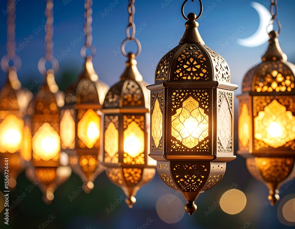 Obraz premium Ornate lanterns at night