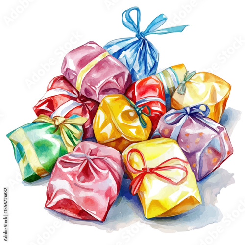 Party Favors, watercolor painting vector, isolated on a white background.