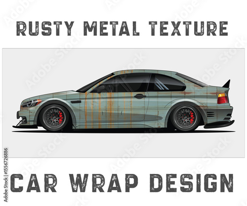Rusty Metal Texture Car Wrap Design Sporty car