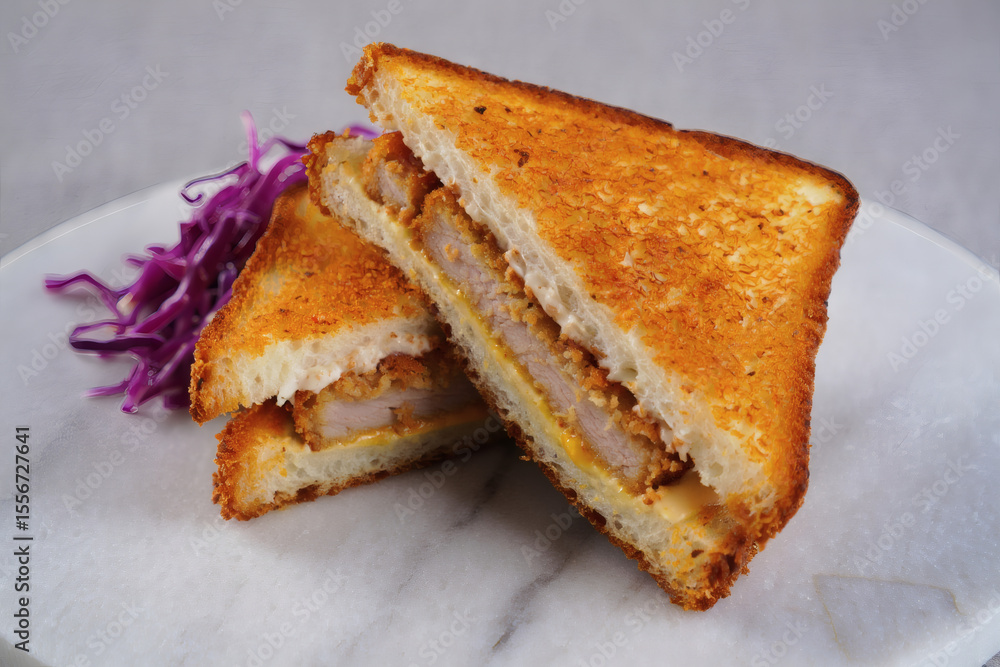 Crispy Katsu Sandwich Golden-Brown Bread, Juicy Pork Cutlet, and Creamy Cheese Crispy Katsu Sandwich Golden-Brown Bread, Juicy Pork Cutlet, and Creamy Cheese