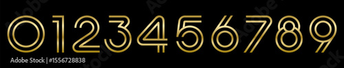 Number set font alphabet vector illustration. Set of modern number 0 to 9 logo designs. In gold color.
