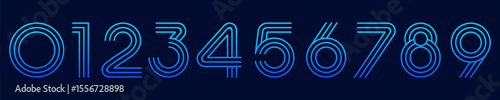 Number set font alphabet vector illustration. Set of modern number 0 to 9 logo designs. In blue color.