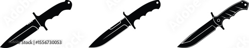 Black Knife Silhouettes - Tactical Weapon Art Design Graphic