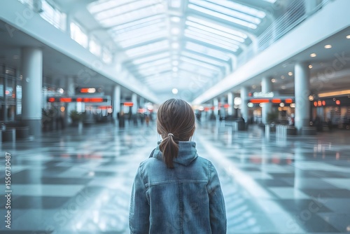 Confusing terminal signs, with a person looking at unclear or confusing airport signage, with space for an ad promoting better navigation or an app for easy directions.