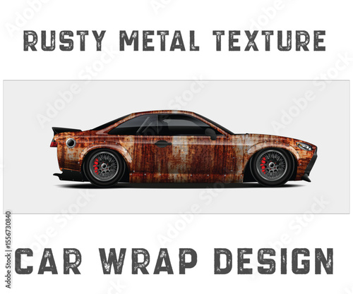 Rusty Metal Texture Car Wrap Design Sport car