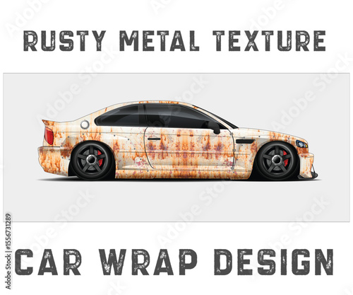 Rusty Metal Texture Car Wrap Design for Automotive Customization and Style