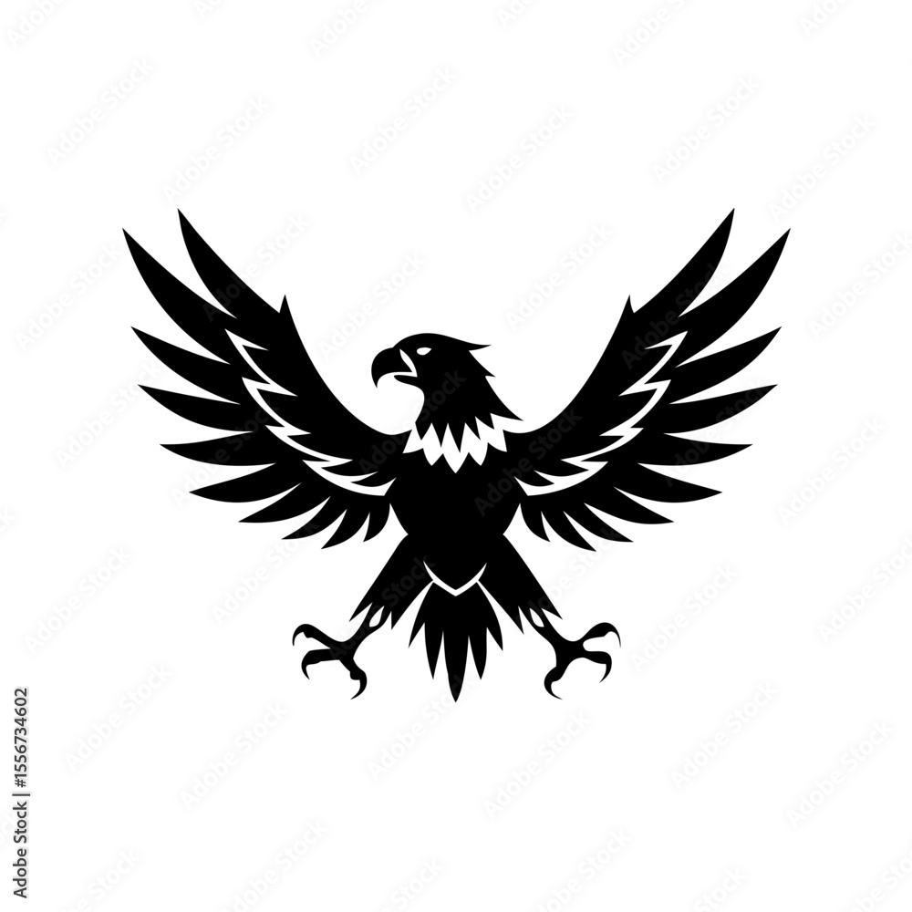Fototapeta premium Illustration of a black eagle with outstretched wings
