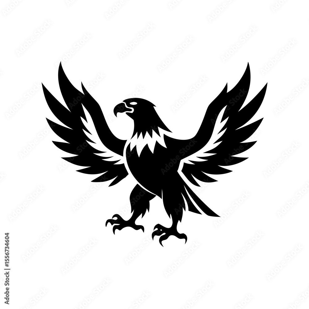 Fototapeta premium Illustration of a black eagle with wings spread wide