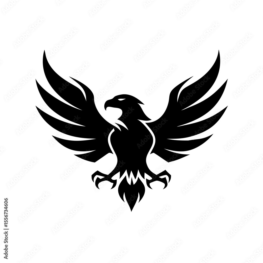 Obraz premium Stylized black eagle with wings spread open design