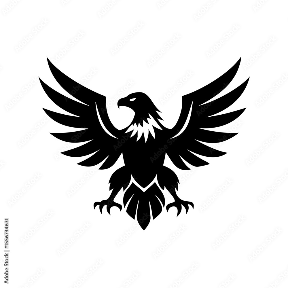 Obraz premium A majestic black eagle with wings spread wide open view