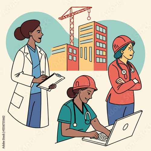 a group of women in different professions