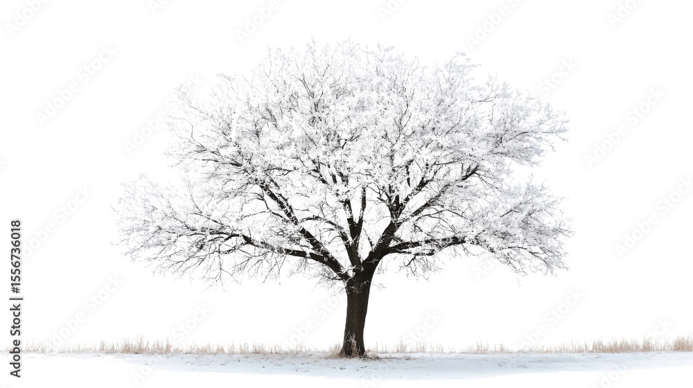 tree in snow on white background tree in snow on white background