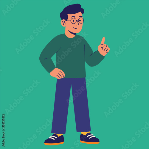 Man Pointing Up with Index Finger