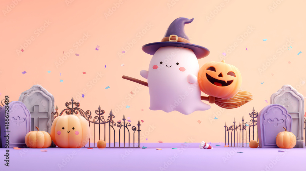 ハロウィンのかわいいゴーストとジャックオーランタン ハロウィンのかわいいゴーストとジャックオーランタン