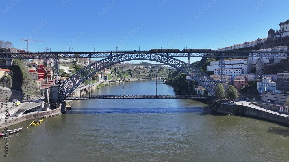 Luis I Bridge In Porto Portugal. Urban Scene Of Railway Train Station In Downtown District. Metropolitan Landscape Company Building Awesome. Metropolitan Enterprise Town. Porto Portugal. Luis I Bridge In Porto Portugal. Urban Scene Of Railway Train Station In Downtown District. Metropolitan Landscape Company Building Awesome. Metropolitan Enterprise Town. Porto Portugal.