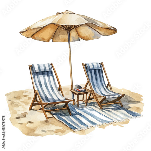 Outdoor Rug, watercolor illustration vector, isolated on a white background.