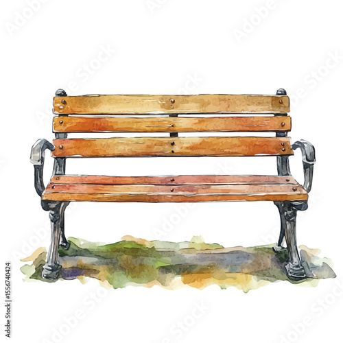 watercolor of Outdoor Bench, vector, isolated on a white background.