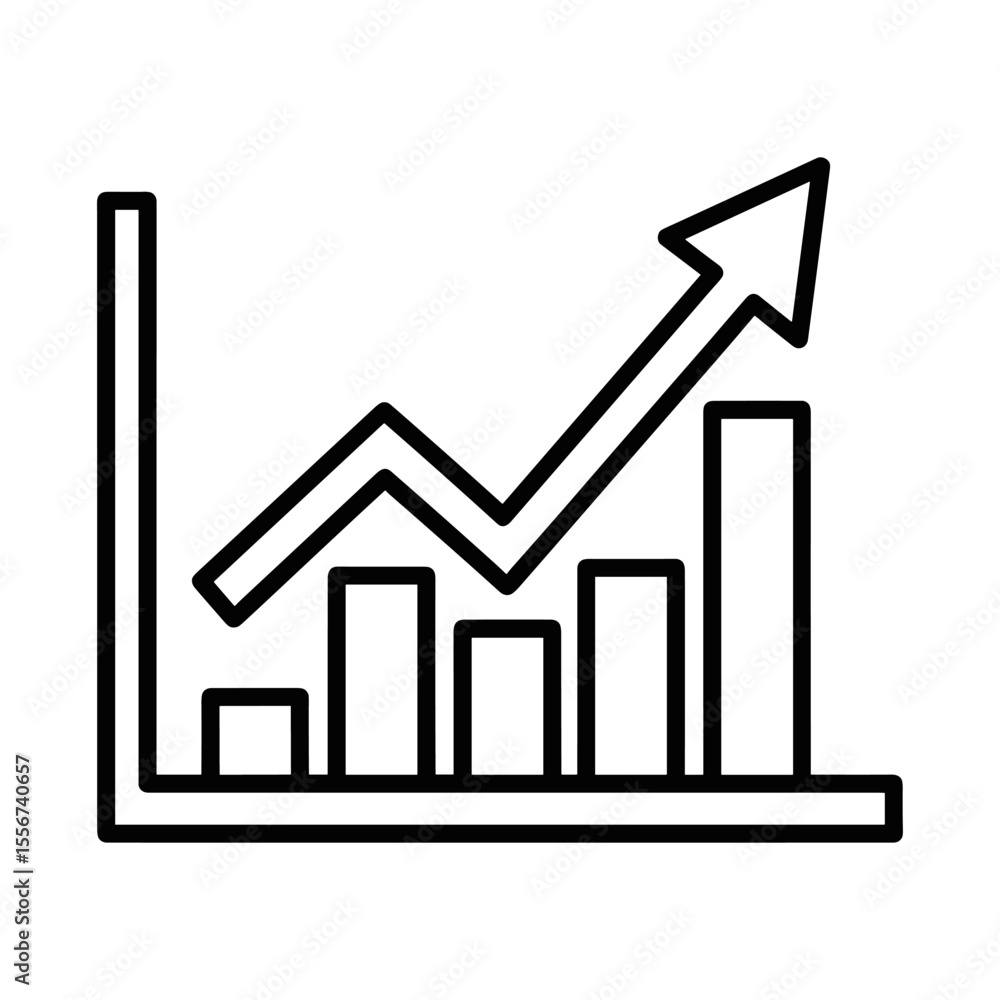 Bar chart with arrow icon Bar chart with arrow icon