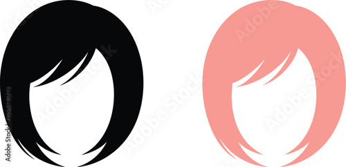 Haircut styles for women vector illustration of bob haircut in black and pink colors for beauty salon logo editable vector illustration with png format