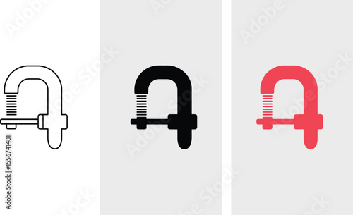 G clamp icon vector illustration set construction tool equipment carpenter clamp vector design graphic isolated 100 editable vector illustration with png format