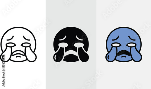 Sad crying emoji illustration vector graphic design concept for social media and web design use cases editable vector illustration with png format