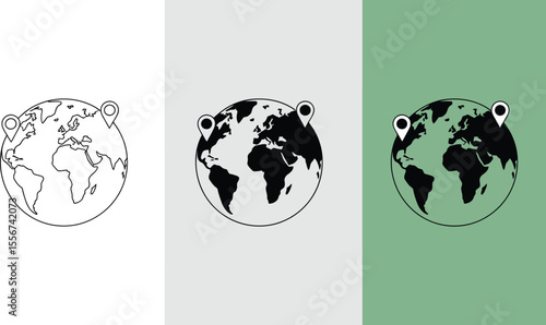 Globe earth world map location pin travel destination vector illustration graphic design icon concept editable vector illustration with png format