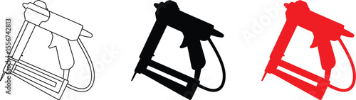 Staple gun tool set for construction and upholstery projects diy hardware and fastening equipment vector art editable vector illustration with png format