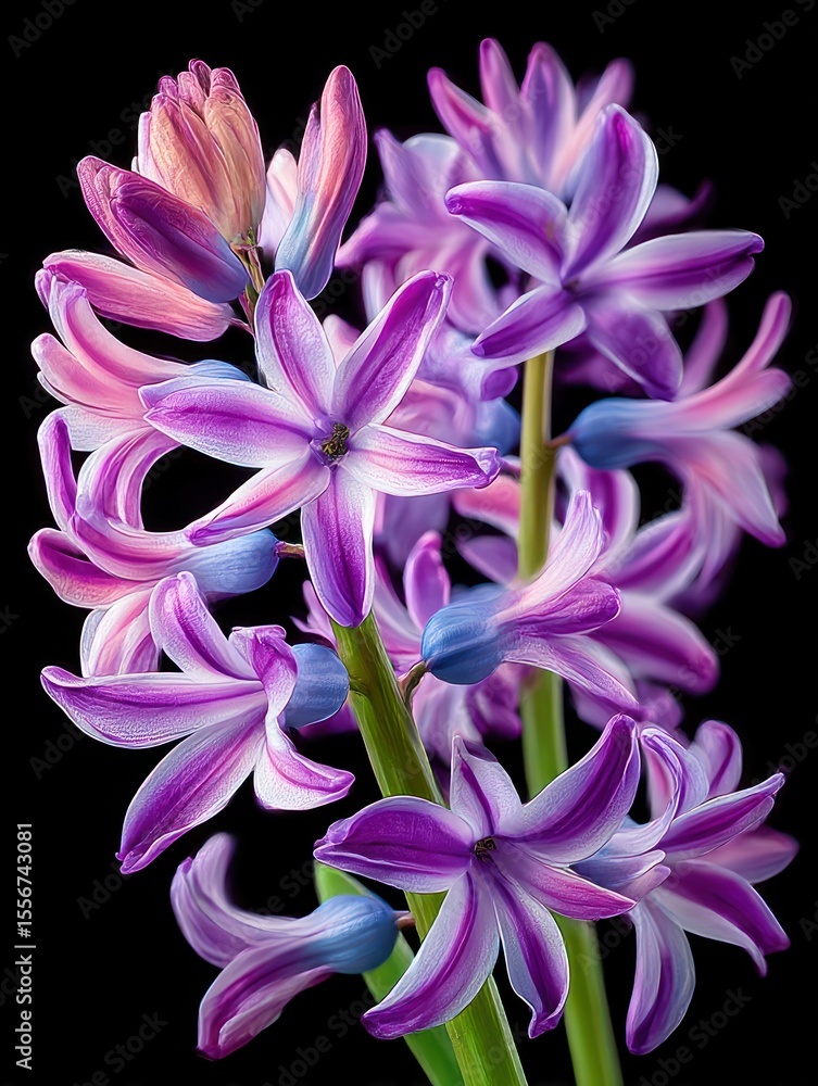 Naklejka premium Vibrant hyacinths close-up