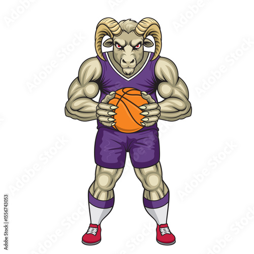 basketball mascot ram vector illustration ram basketball design