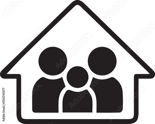 Minimalist Family Shelter Illustration A Safe and Secure Home Environment Represented by Clean Lines and Basic Shapes Depicting Unity