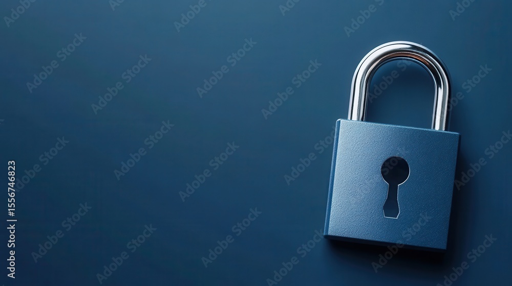 Secure Lock on Dark Blue Background Representing Safety and Protection Secure Lock on Dark Blue Background Representing Safety and Protection