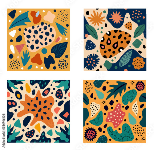 abstract pattern with leopard skin and various organic shapes. vector illustration