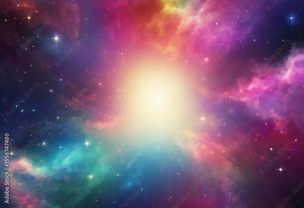 Fototapeta premium Vibrant Nebula Cosmic Clouds and Stellar Brilliance in Deep Space