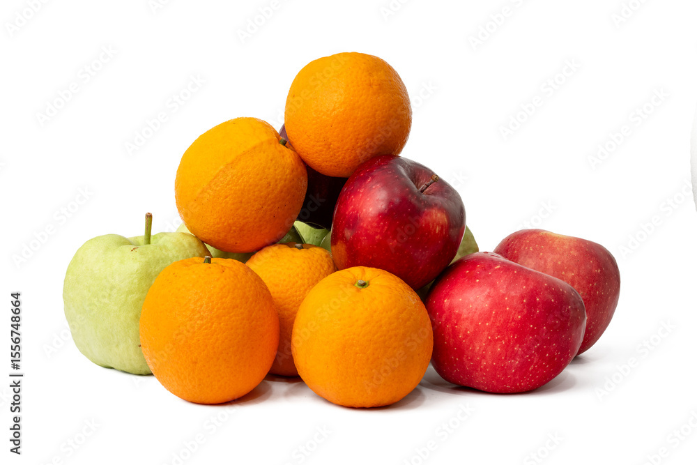 The High-resolution of guava, red apple and orange fruit photos with a 45MP camera The High-resolution of guava, red apple and orange fruit photos with a 45MP camera