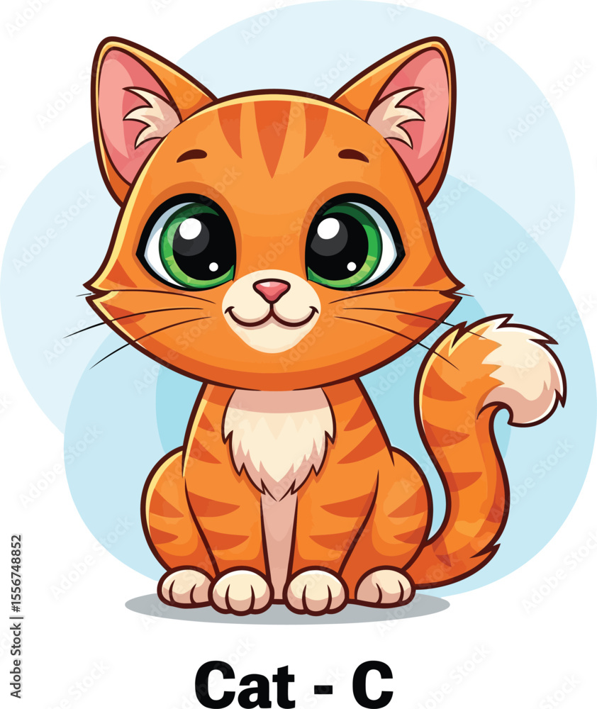 Fototapeta premium Letter B for Cat Alphabet abc educational vector illustration for kids