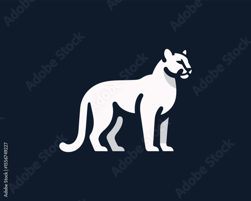 Powerful white cougar symbol vector icon logo