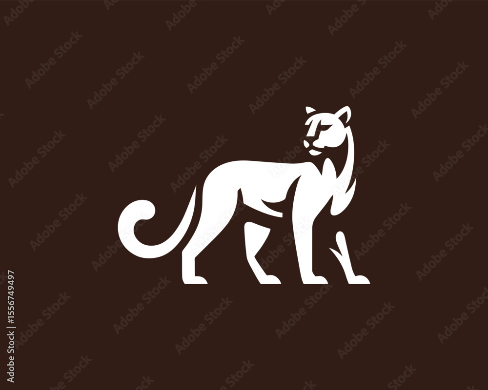 Obraz premium Minimal white cougar logo