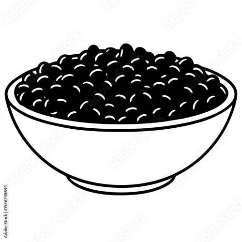 Black caviar in a white bowl icon isolated on white background