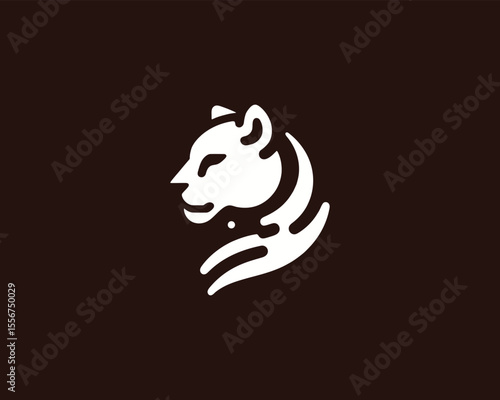 Clean white cougar logo for professional logo