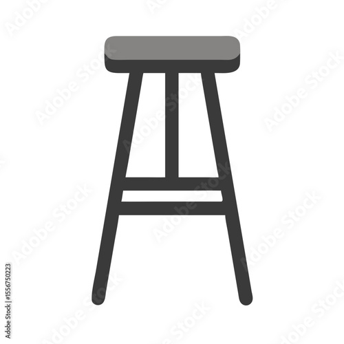 Modern gray bar stool isolated on White Background illustration