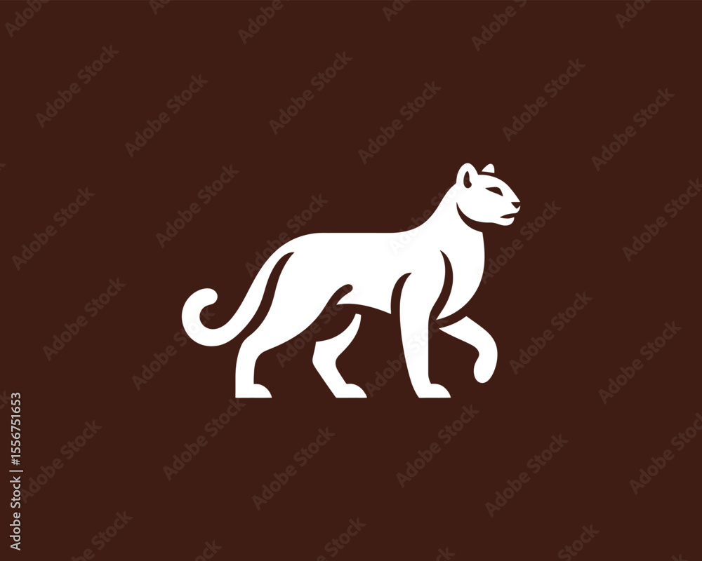 Fototapeta premium Wild white cougar icon for brand identity