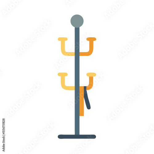 Flat coat rack with hanging scarf on White Background